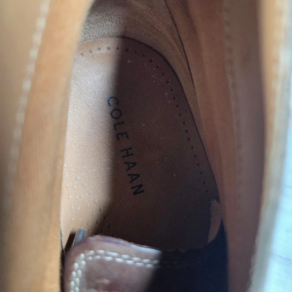 Cole Haan Chukka Boots Men 10M Brown C20293 Leather Suede Trim Lace Up Round Toe